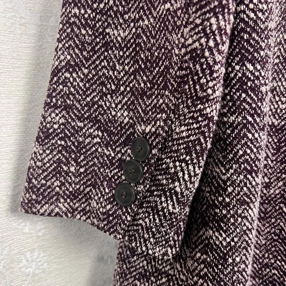 Talbots 18WP Woman Petite Melange Herringbone Blazer long-line jacket purple - Picture 8 of 11
